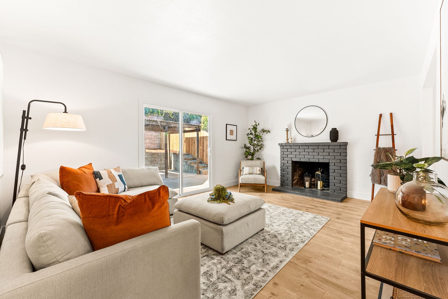 The living room after staging